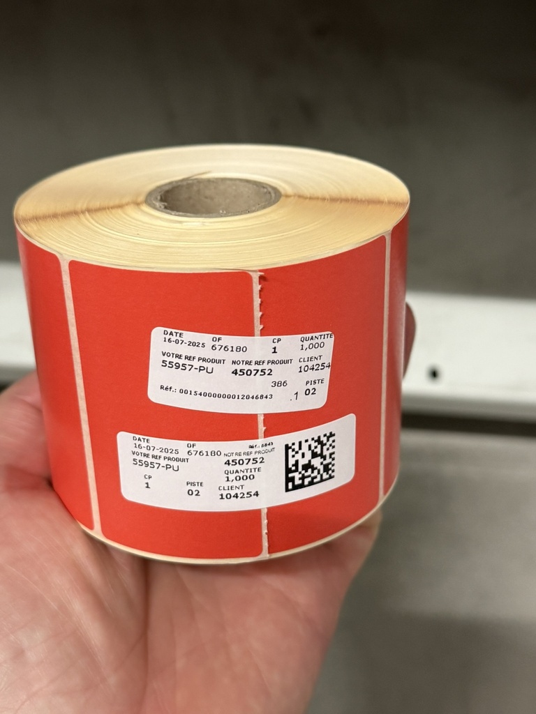 Lääkelisäystarra (paperi) 70x40/1000/punainen